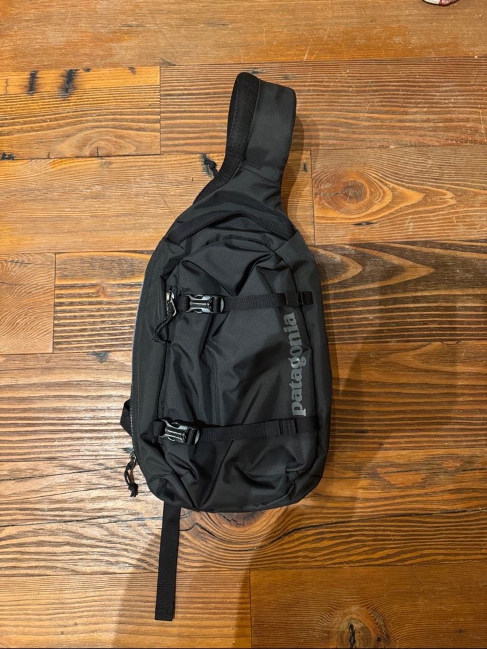 Patagonia Black Sling Pack with Buckle Straps
